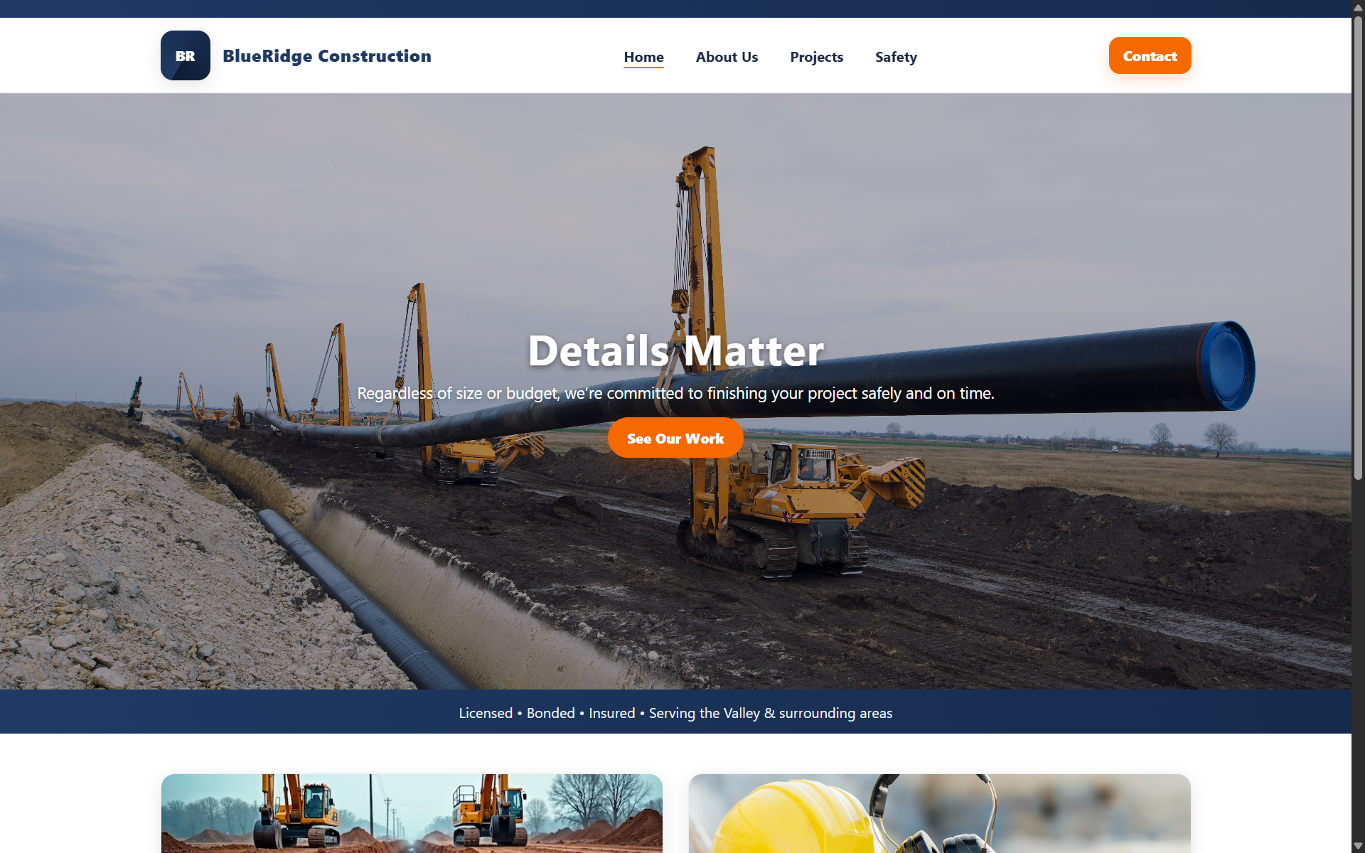 Corporate website preview with trust-driven hero section and professional design