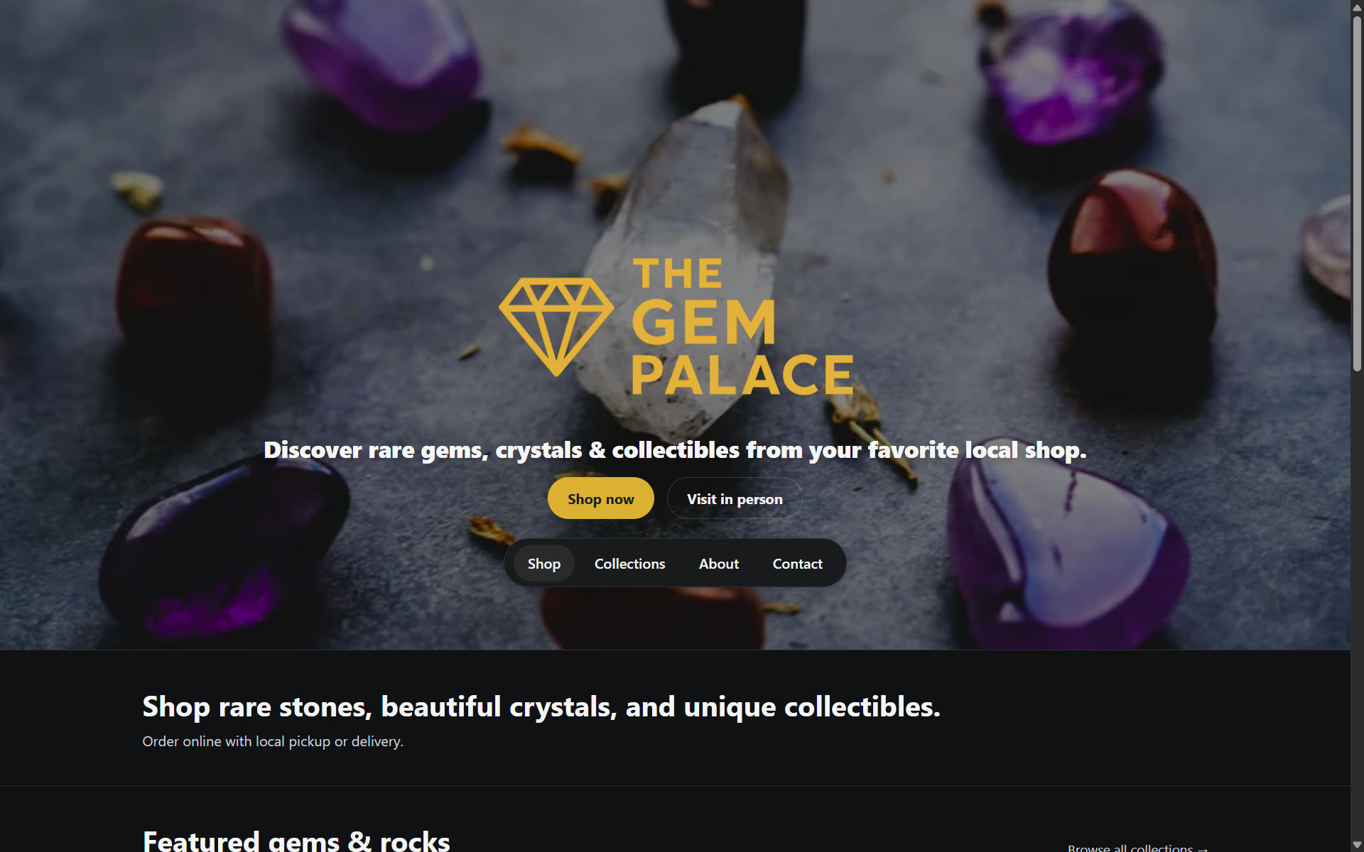 Local business website preview showing product grid and modern UI design