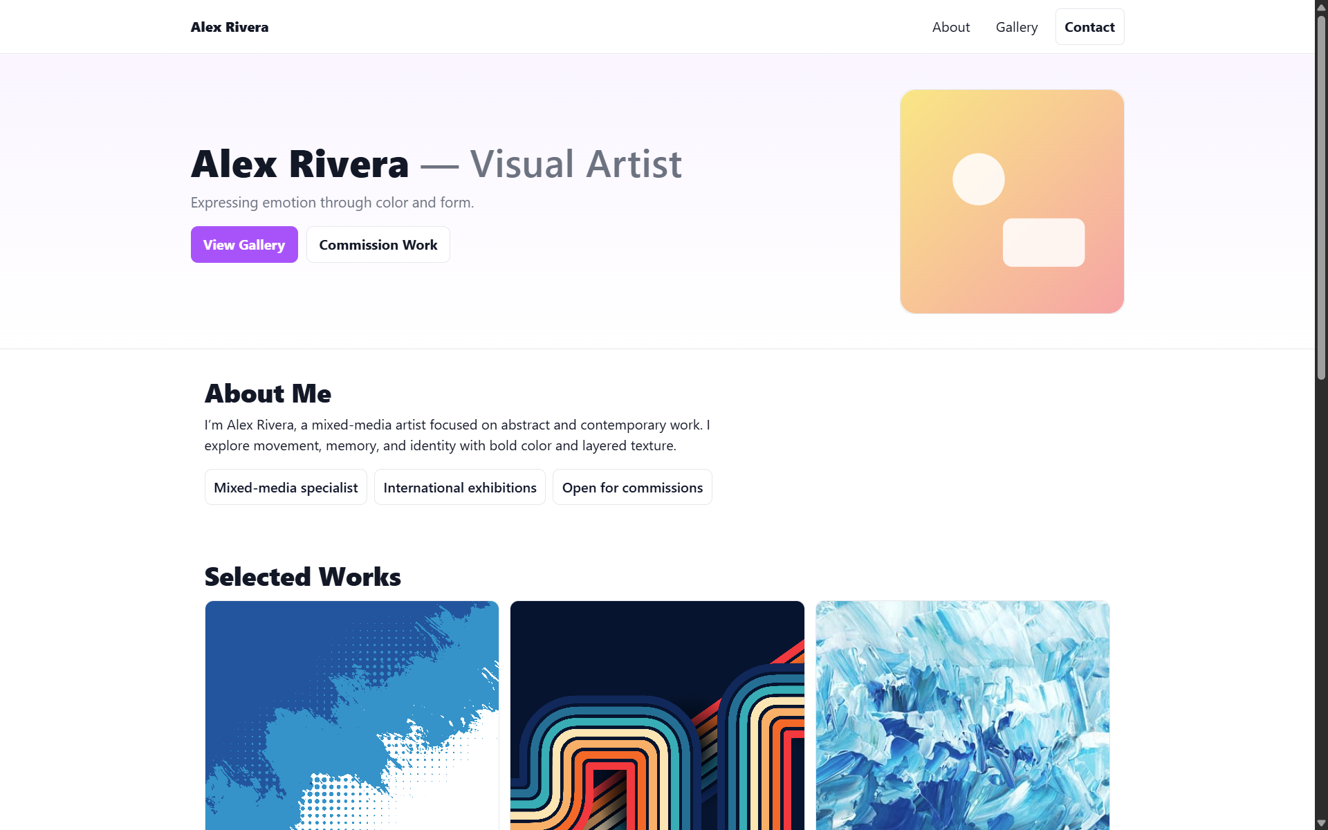 Personal portfolio landing page preview with story-driven single page design