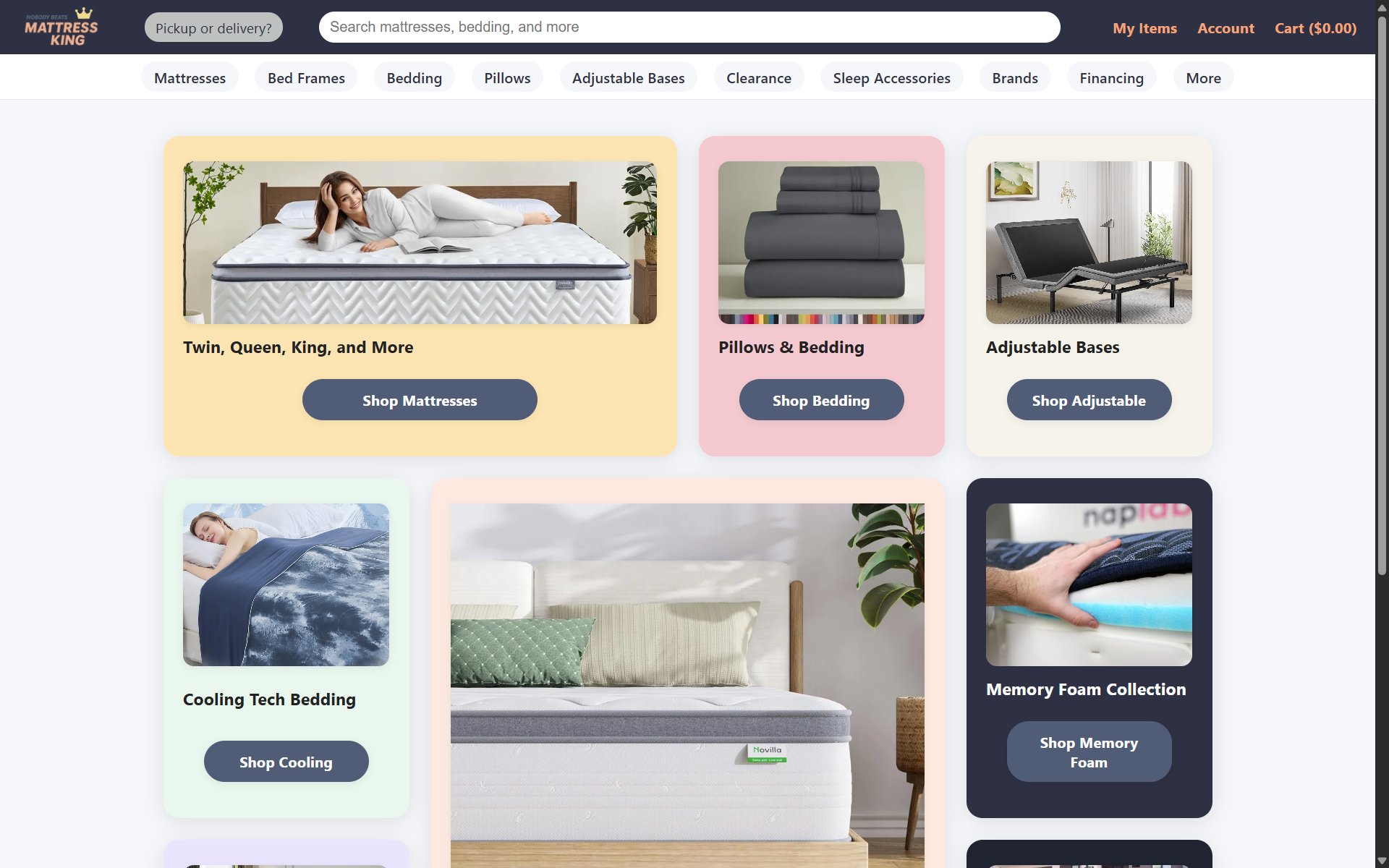 Large-scale retailer website preview with promotional grid and product showcase